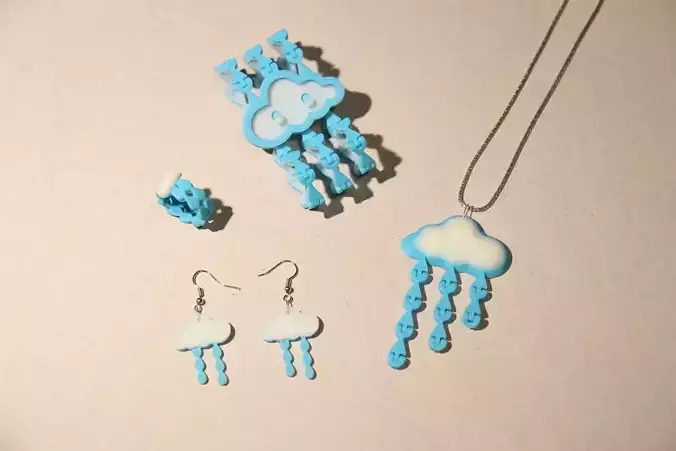 Little Drops of Heaven Jewelry Set 3D print model