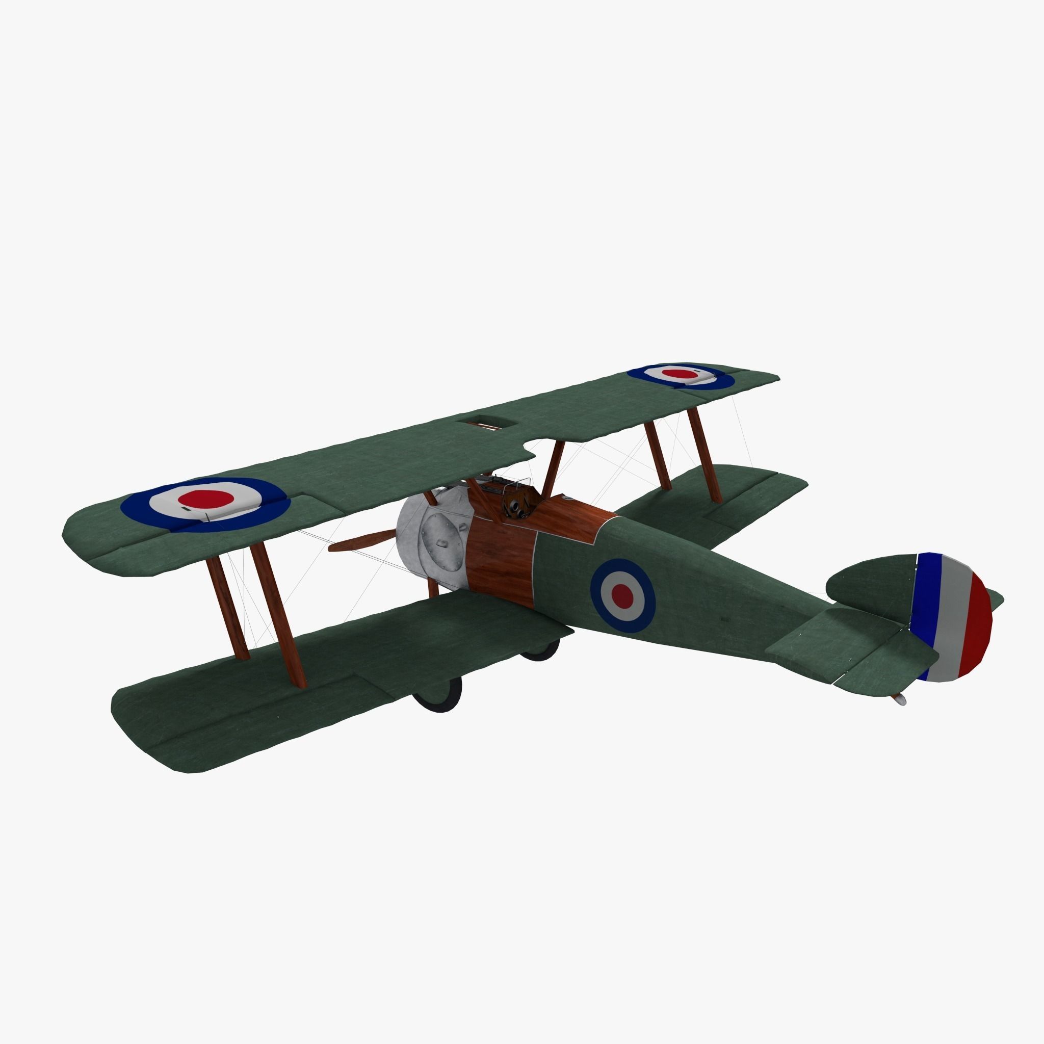 Sopwith Camel Biplane Low-poly 3D model_1
