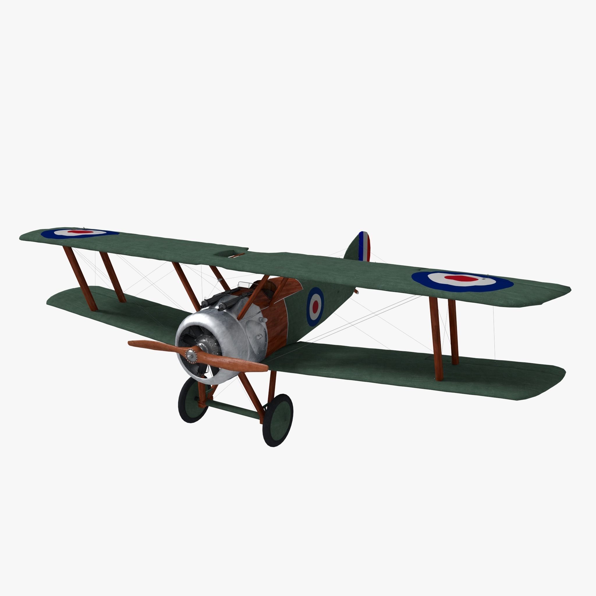 Sopwith Camel Biplane Low-poly 3D model_0