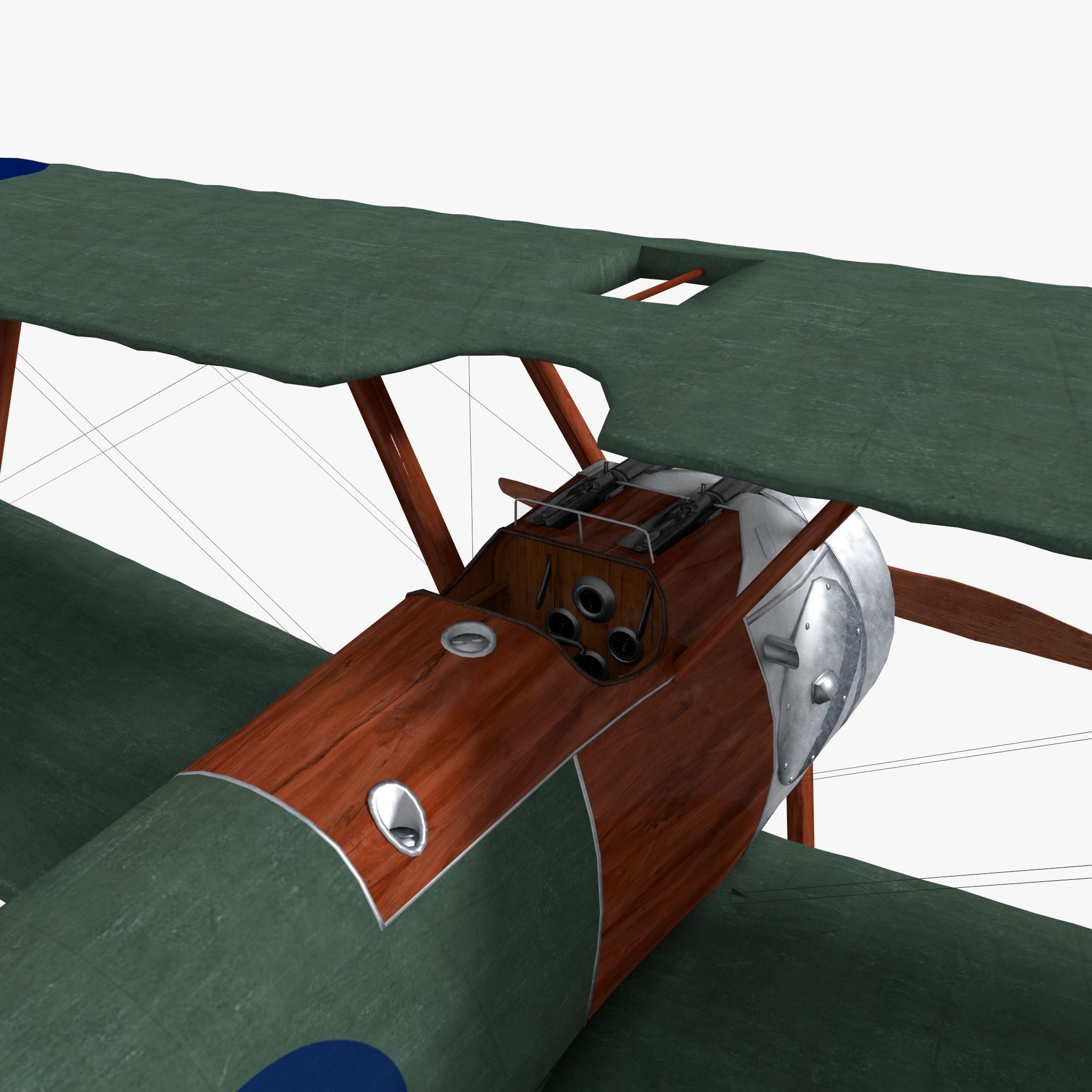 Sopwith Camel Biplane Low-poly 3D model_4