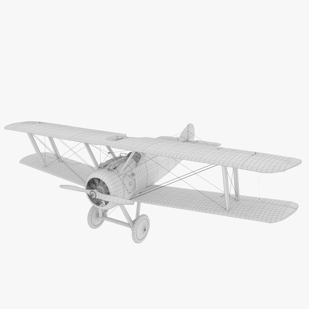 Sopwith Camel Biplane Low-poly 3D model_7