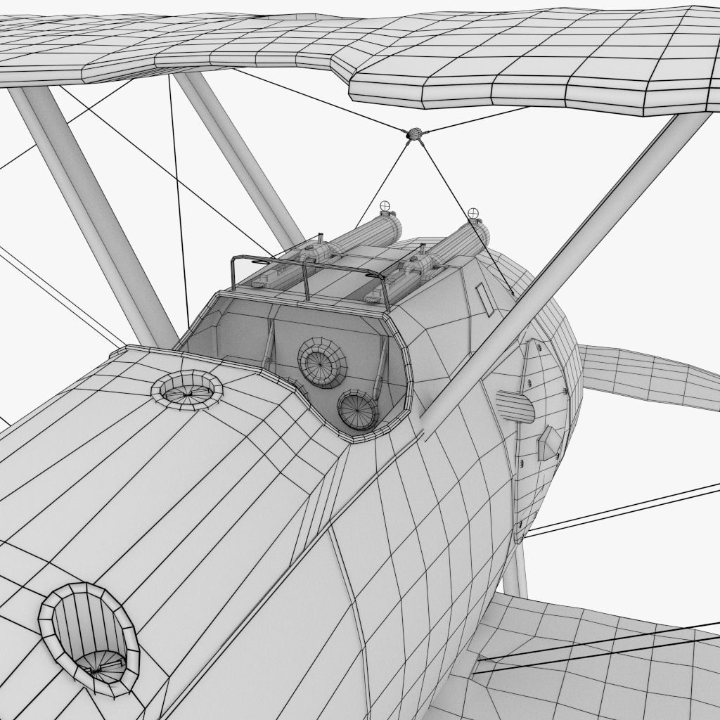 Sopwith Camel Biplane Low-poly 3D model_8