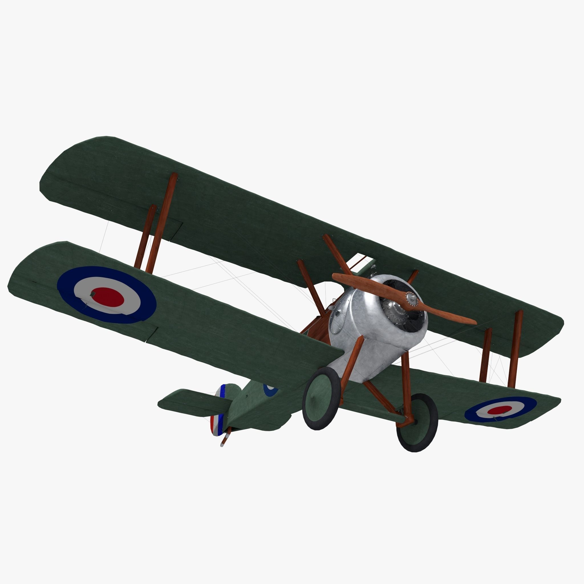 Sopwith Camel Biplane Low-poly 3D model_3