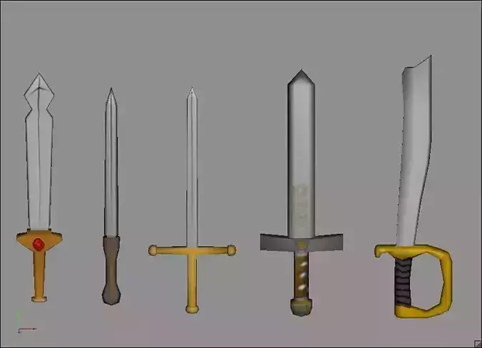 Low Poly Cartoon themed 5 Sword Pack