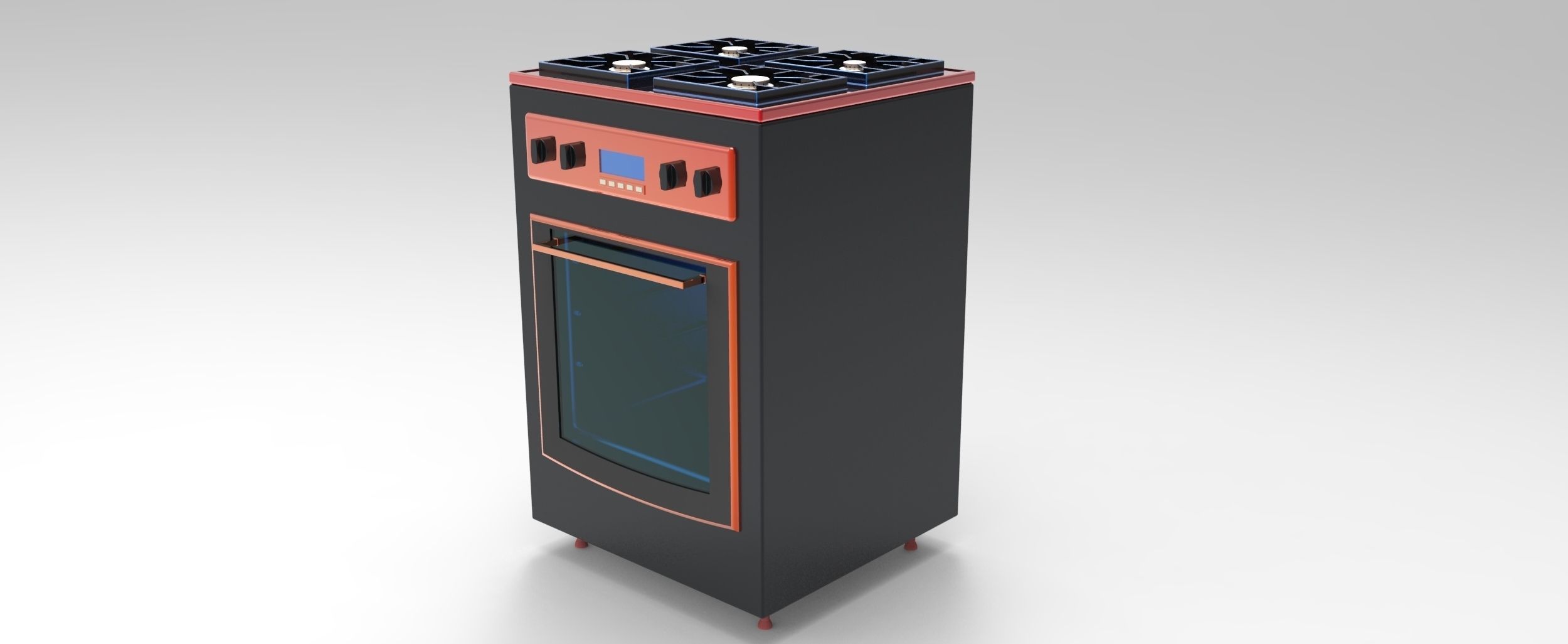 Stove Oven 3D Model Game ready .stl .dwg .sldprt .sldasm .slddrw