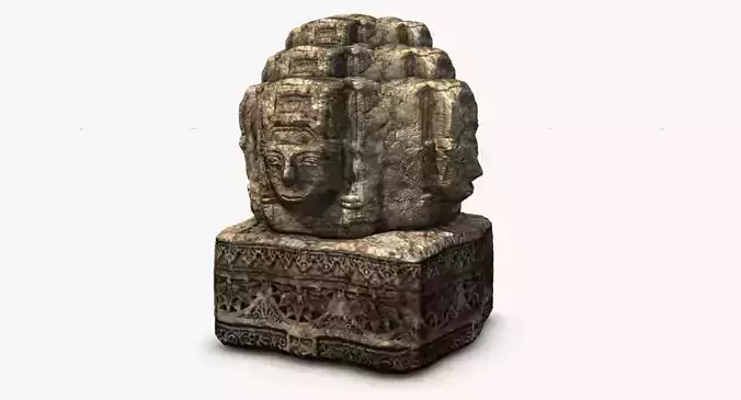 Ancient angkor stone head Low-poly 3D model