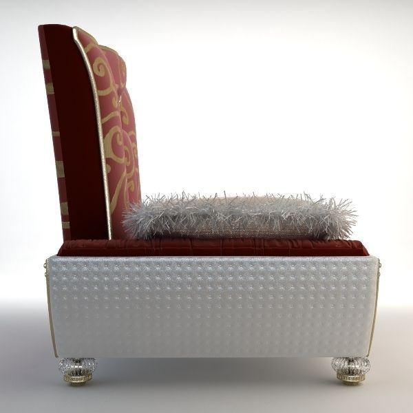 Ornate Armchair with Fringed Pillows 3D model_3