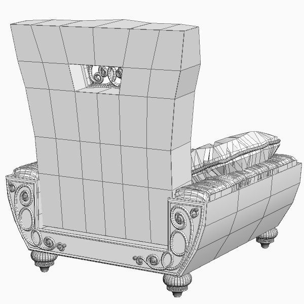 Ornate Armchair with Fringed Pillows 3D model_5