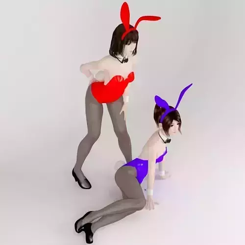 Natsumi and Mariko bunny pose 01 