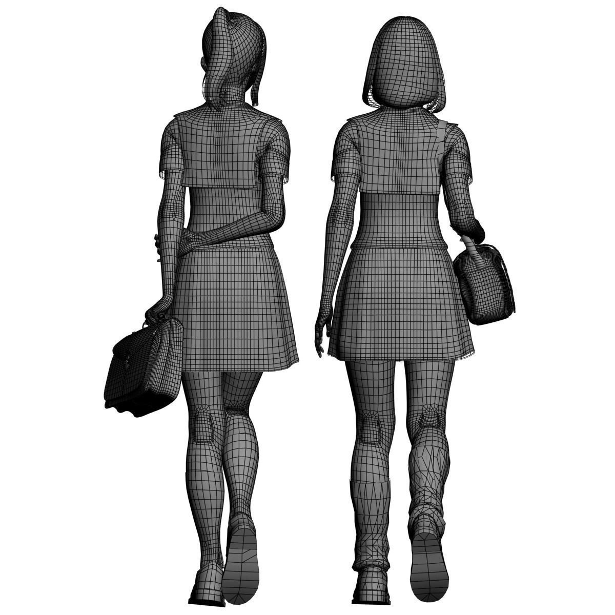 Natsumi and Mariko schoolgirl pose 01  3D model_14