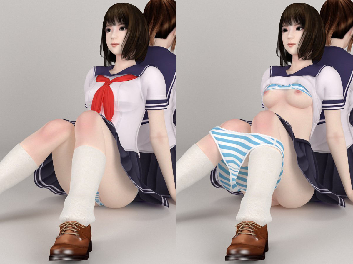 Natsumi and Mariko schoolgirl pose 02 3D model_12