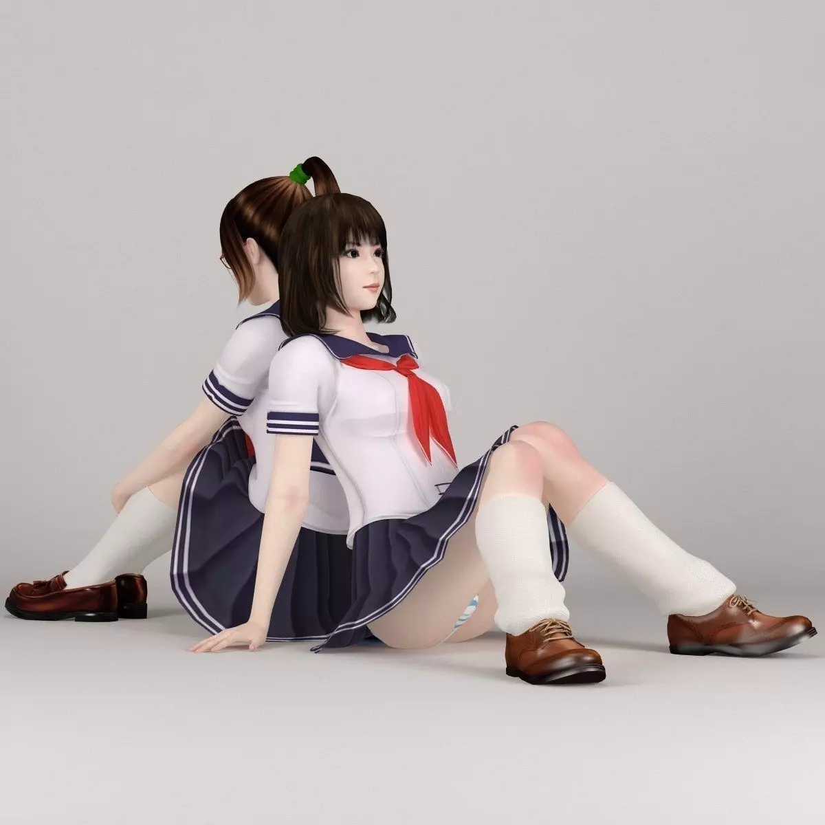 Natsumi and Mariko schoolgirl pose 02 3D model_0