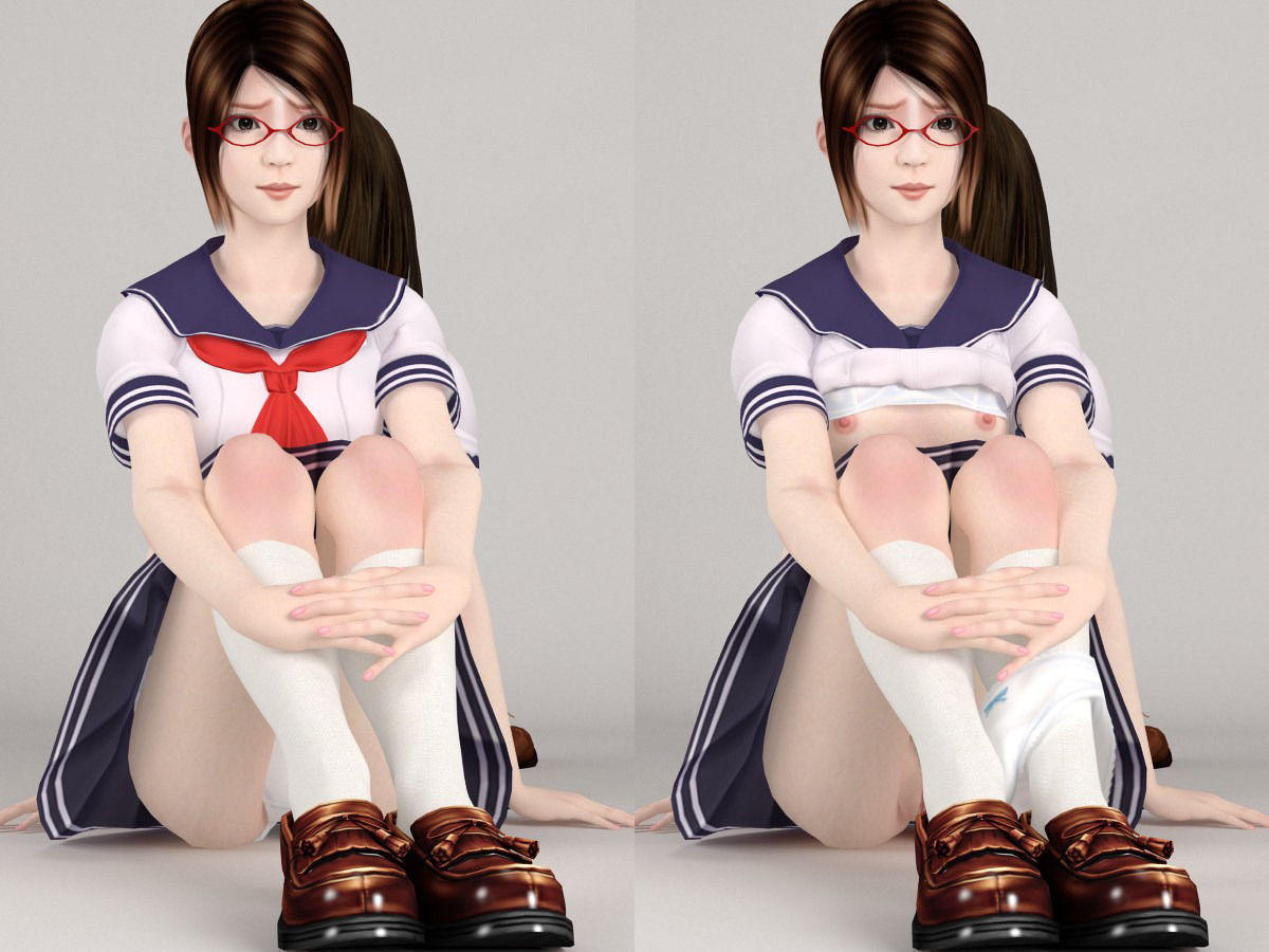 Natsumi and Mariko schoolgirl pose 02 3D model_13