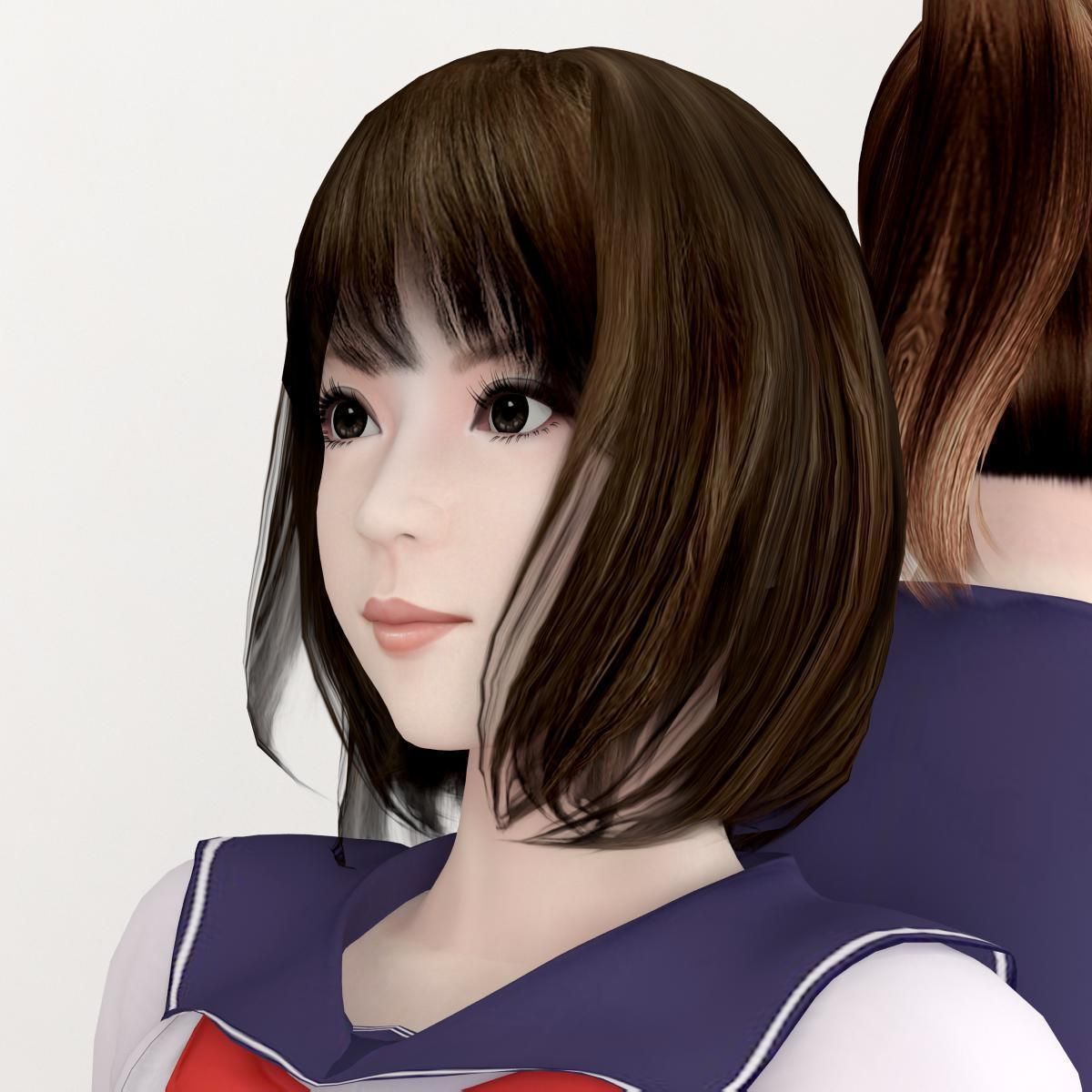 Natsumi and Mariko schoolgirl pose 02 3D model_2