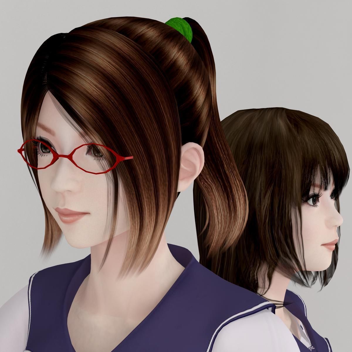 Natsumi and Mariko schoolgirl pose 03 3D model_1