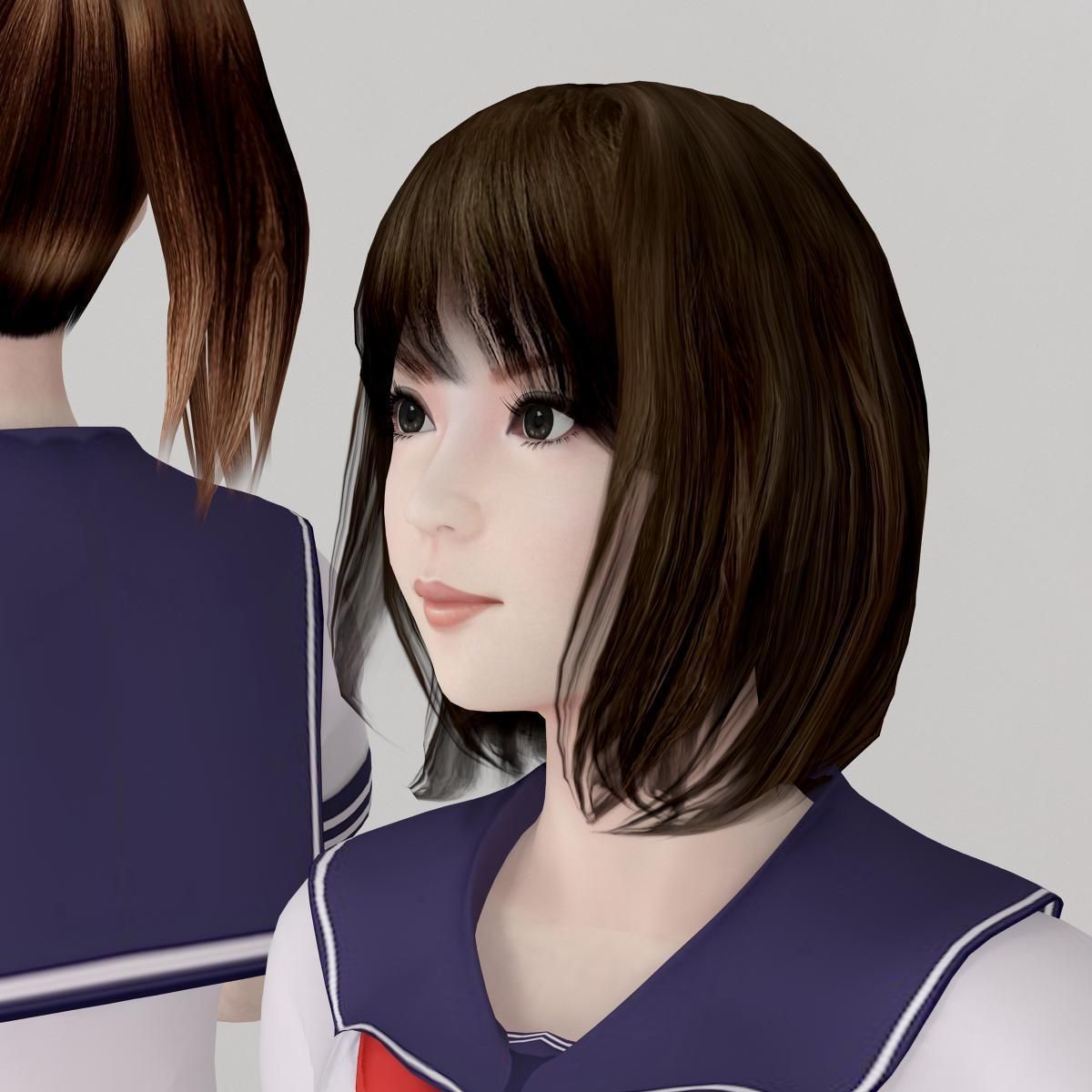 Natsumi and Mariko schoolgirl pose 03 3D model_2