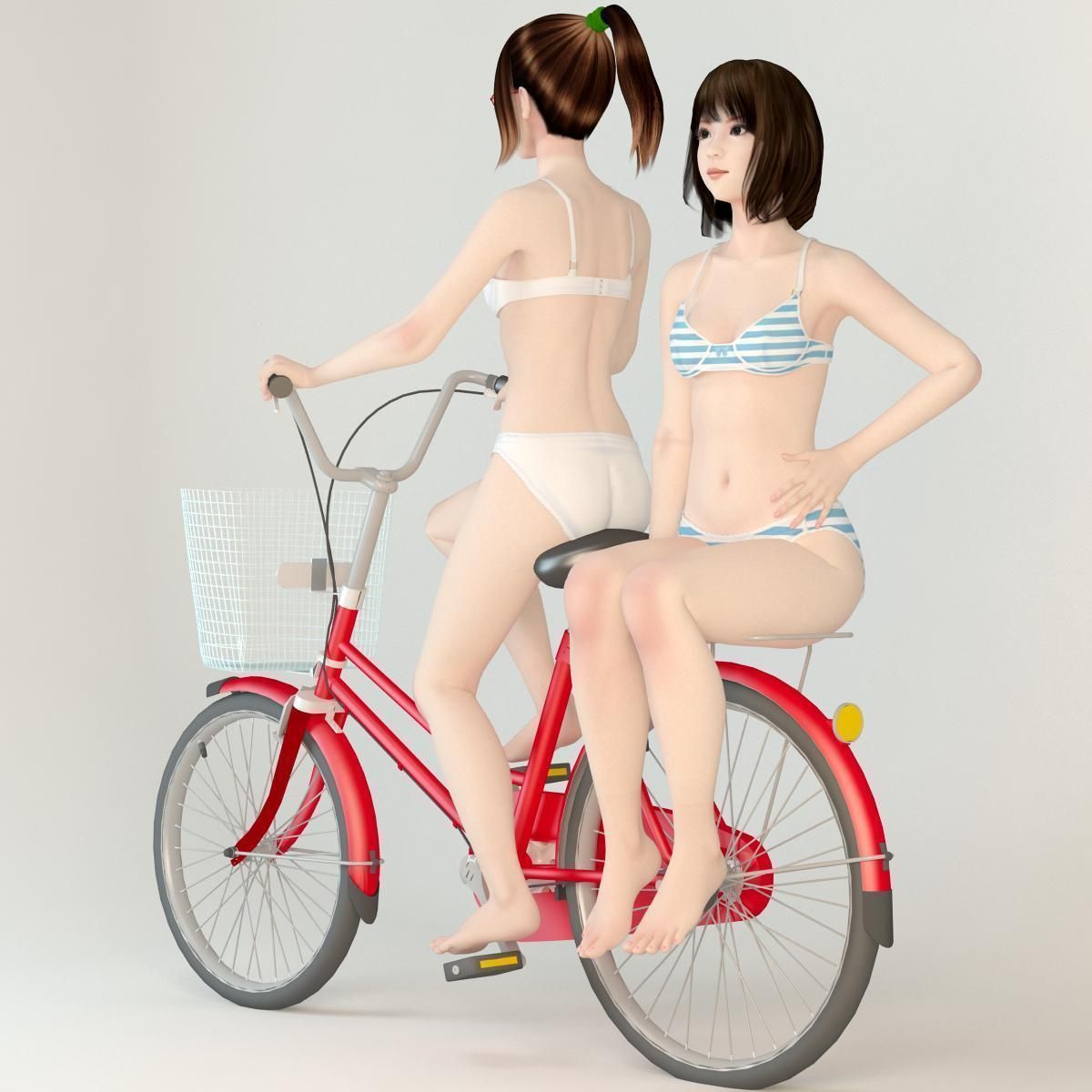 Natsumi and Mariko schoolgirl pose 03 3D model_10