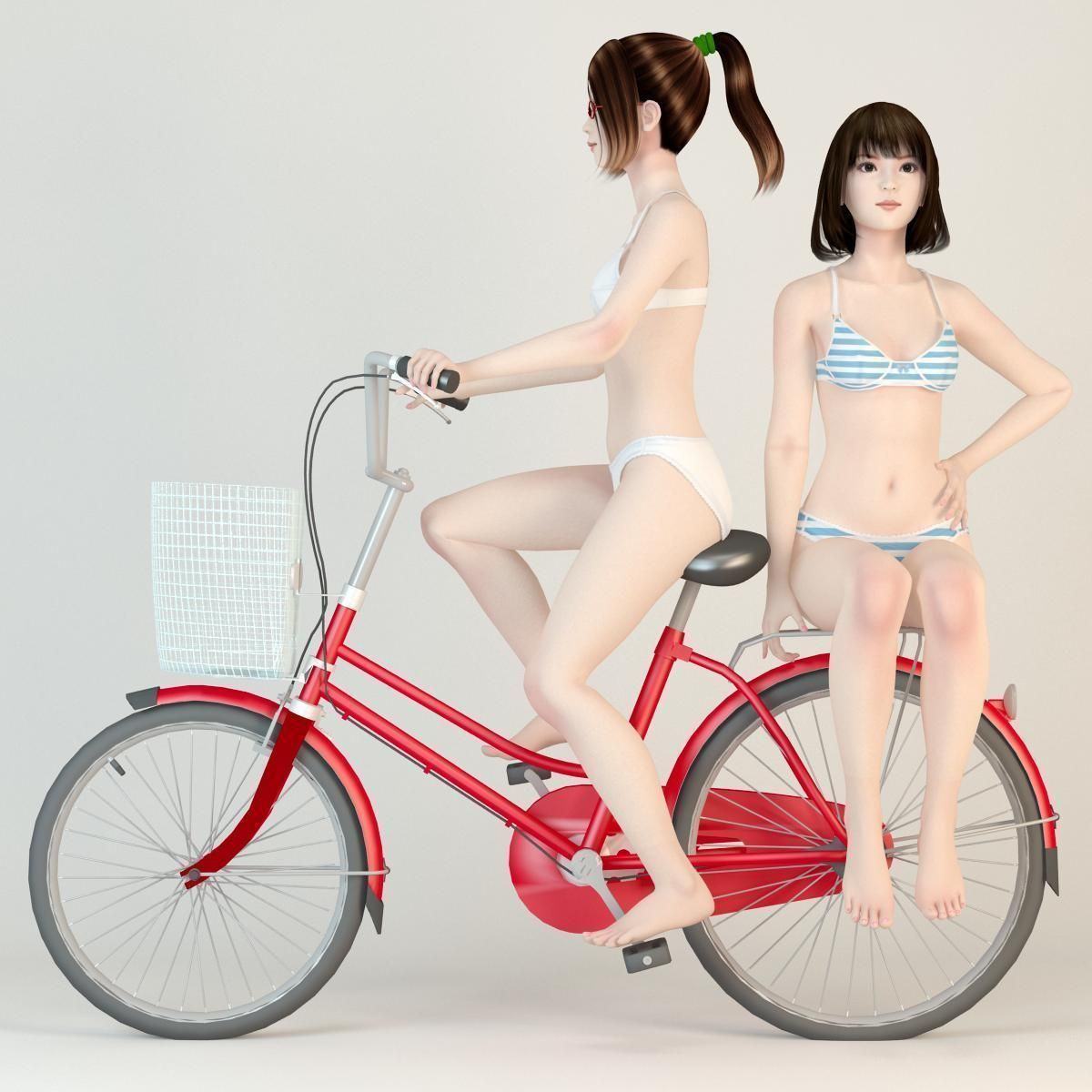 Natsumi and Mariko schoolgirl pose 03 3D model_7