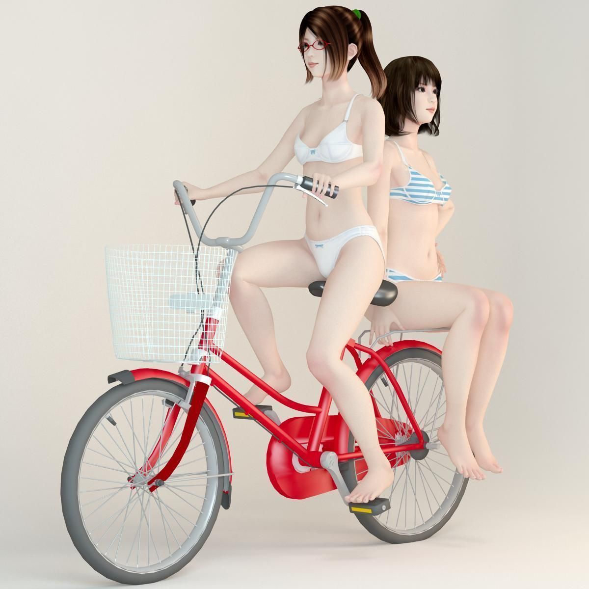 Natsumi and Mariko schoolgirl pose 03 3D model_4