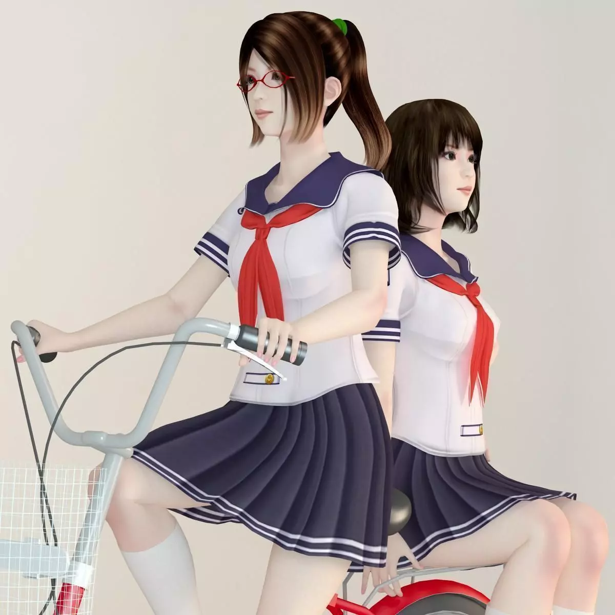 Natsumi and Mariko schoolgirl pose 03 3D model_0