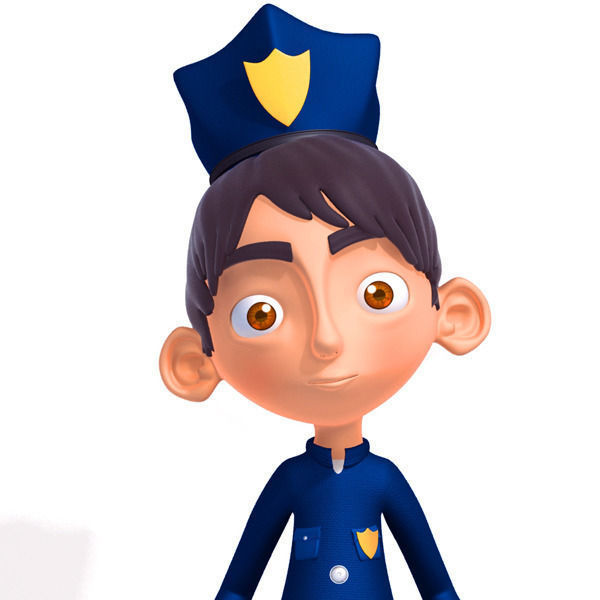Policeman cartoon rigged 3D model_2