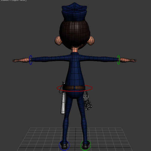 Policeman cartoon rigged 3D model_7