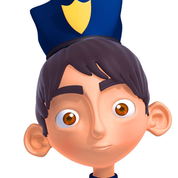 Policeman cartoon rigged 3D model_1