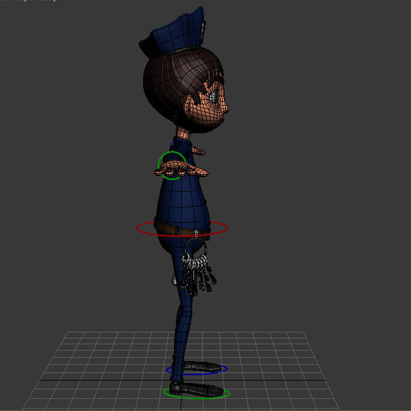 Policeman cartoon rigged 3D model_8