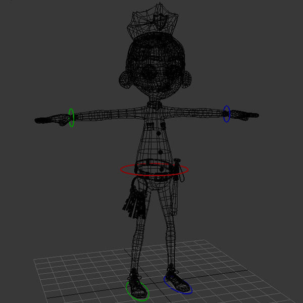Policeman cartoon rigged 3D model_9