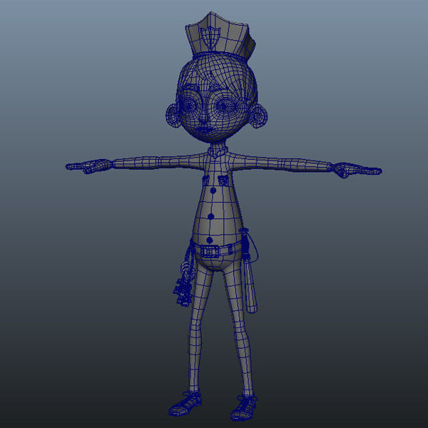 Policeman cartoon rigged 3D model_10