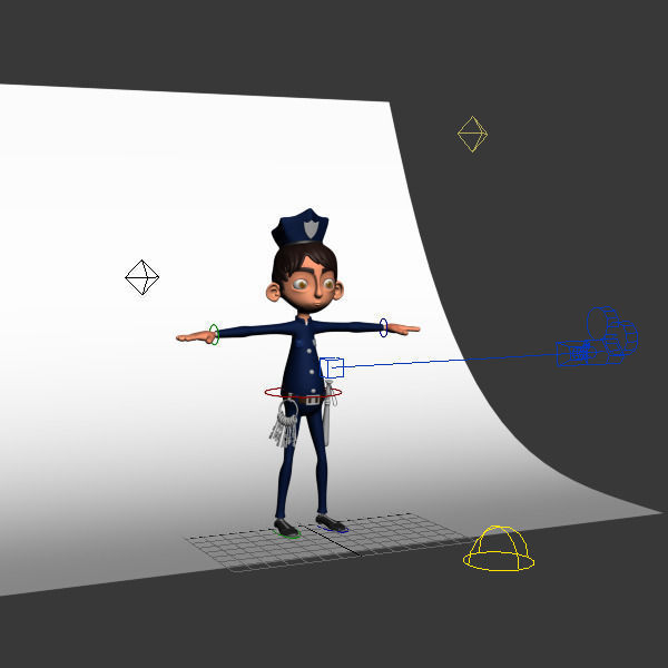 Policeman cartoon rigged 3D model_6