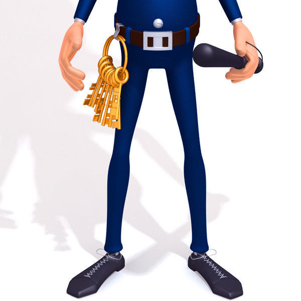 Policeman cartoon rigged 3D model_3