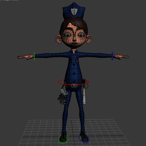 Policeman cartoon rigged 3D model_12