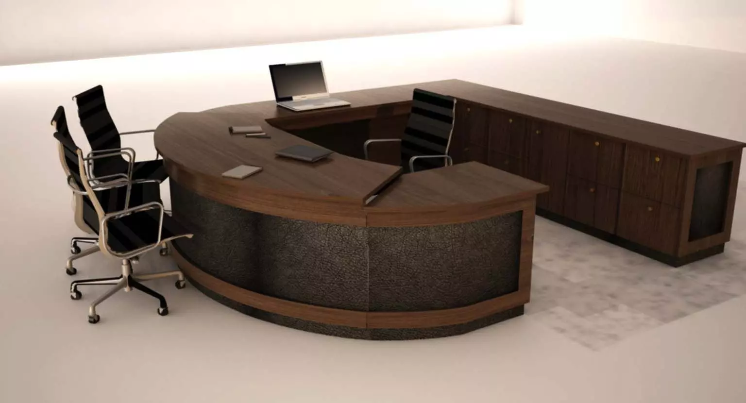 Workstation curved office desk 3D model