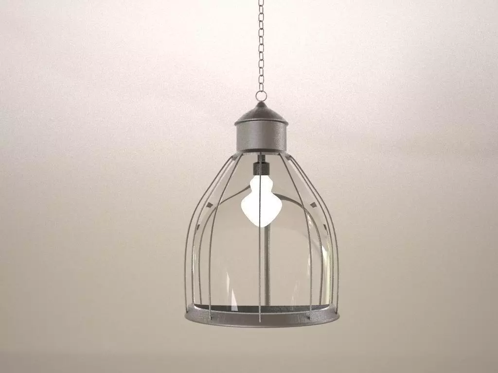 Modern Metalic chandelier 3D model_0