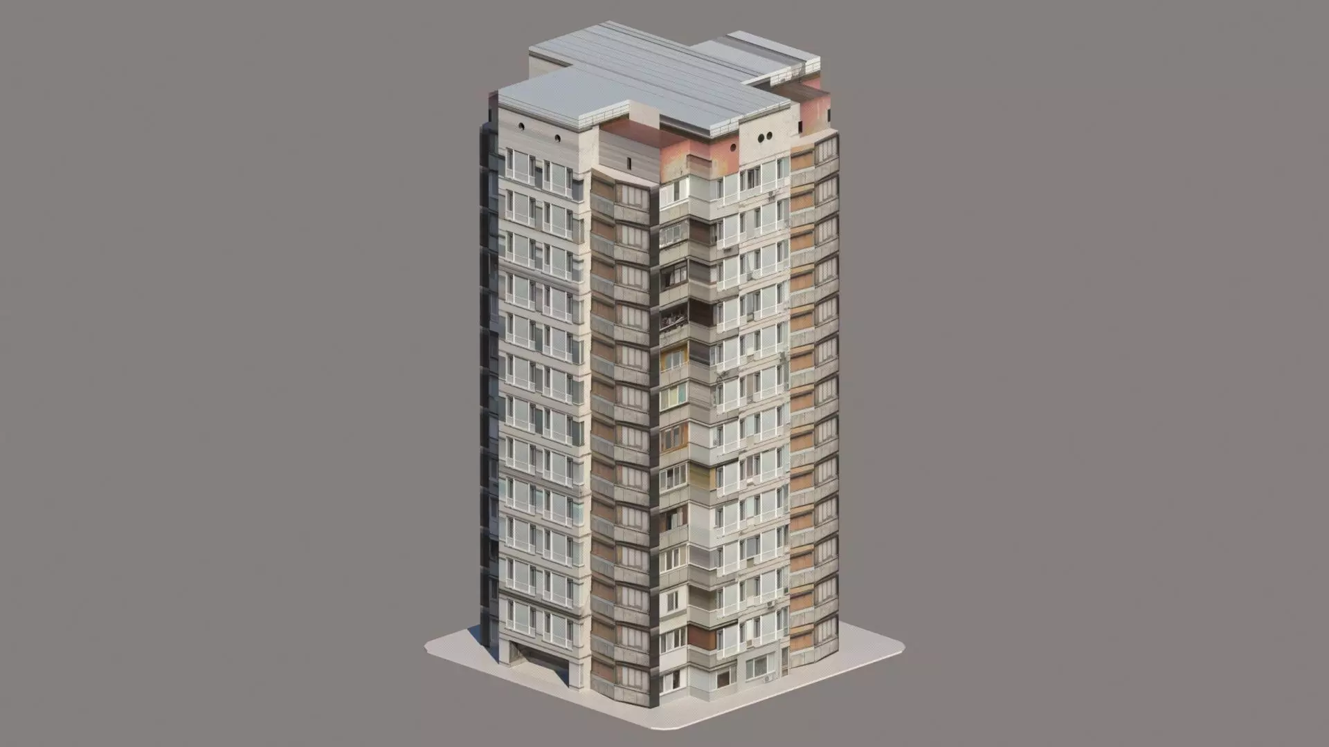 Apartment Building Low poly Low-poly 3D model_0
