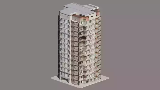 Apartment Building Low poly Low-poly 3D model
