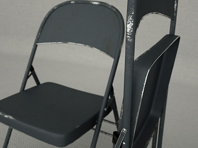 Metal Folding Chair 3D model_2