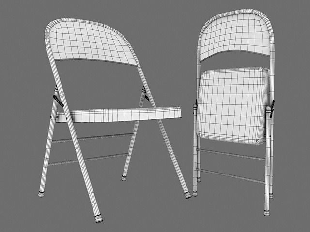 Metal Folding Chair 3D model_4