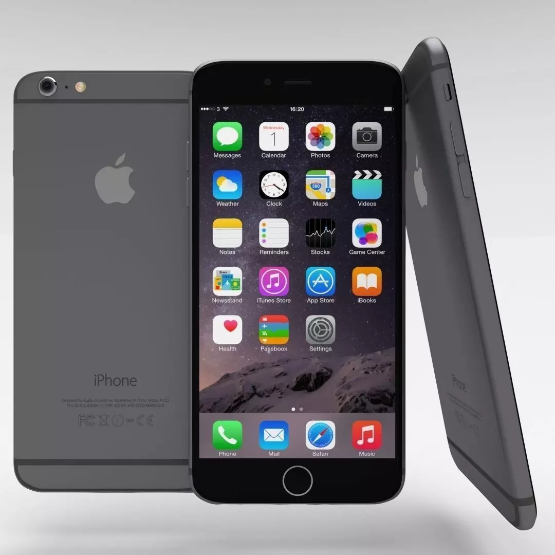 iPhone 6 Plus Space Grey Low-poly 3D model_0