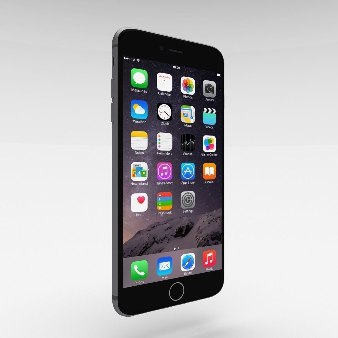 iPhone 6 Plus Space Grey Low-poly 3D model_4