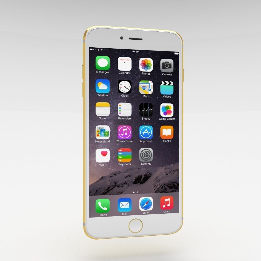 iPhone 6 Plus Gold Plated Low-poly 3D model_32