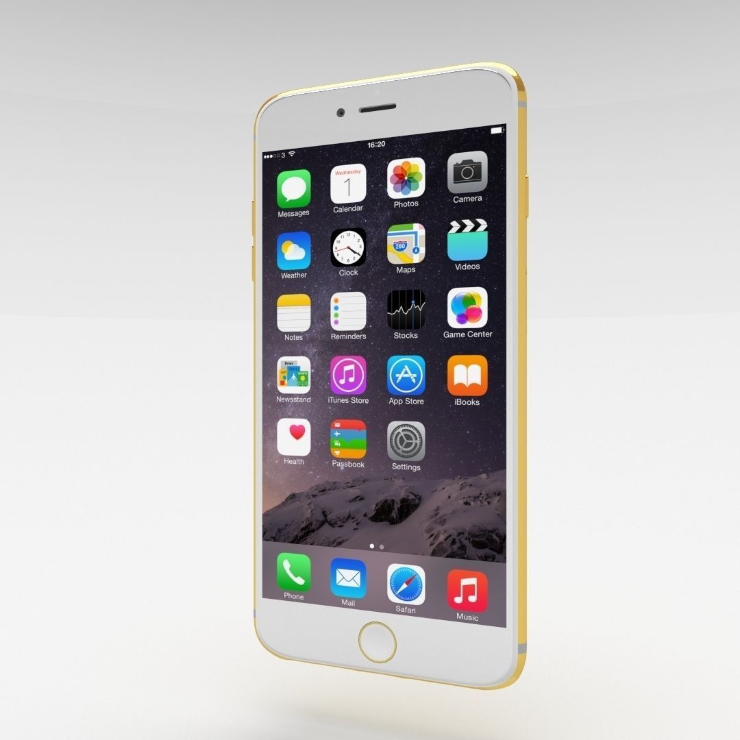 iPhone 6 Plus Gold Plated Low-poly 3D model_3