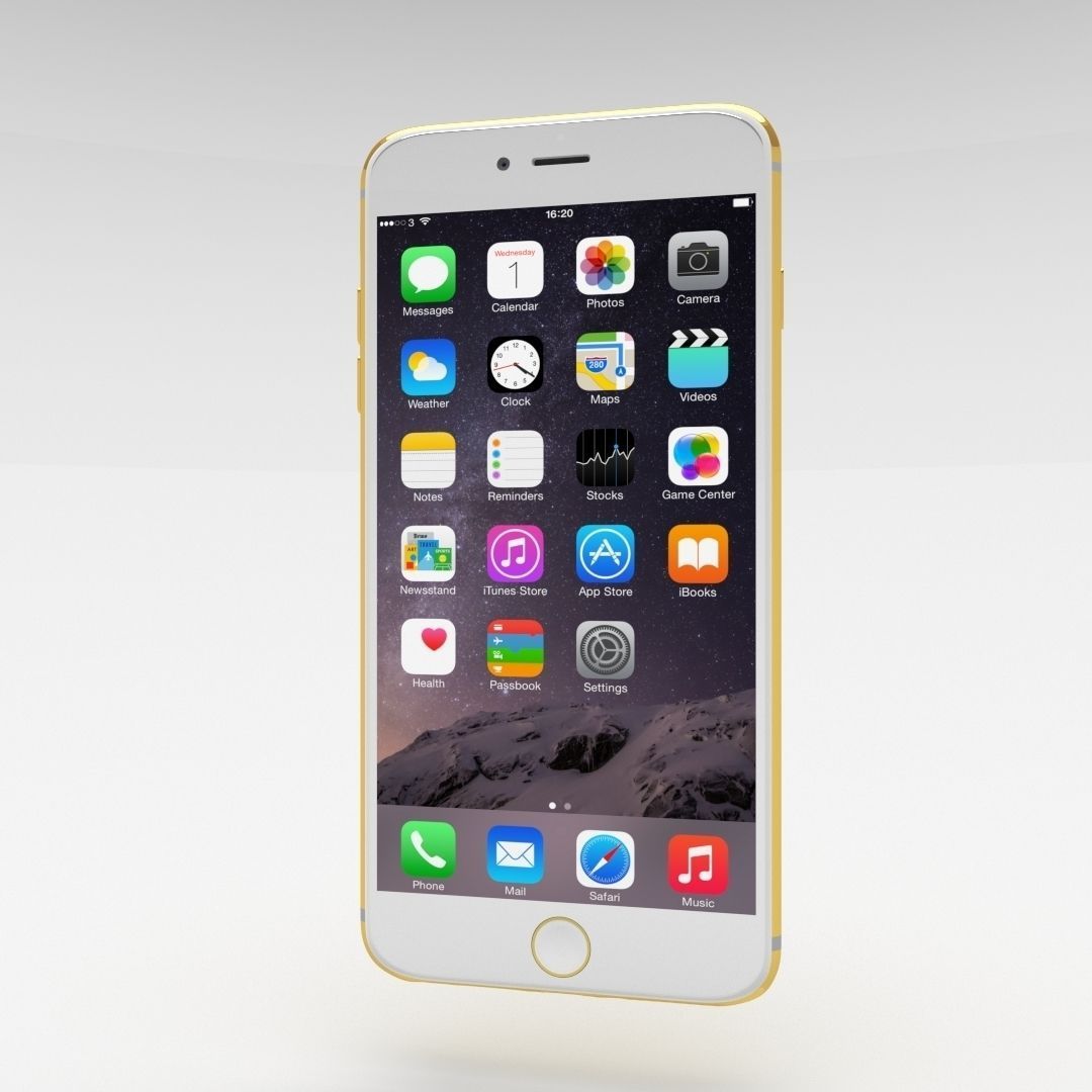 iPhone 6 Plus Gold Plated Low-poly 3D model_2