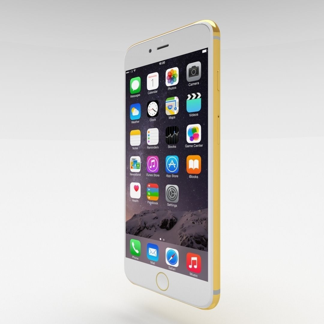 iPhone 6 Plus Gold Plated Low-poly 3D model_4