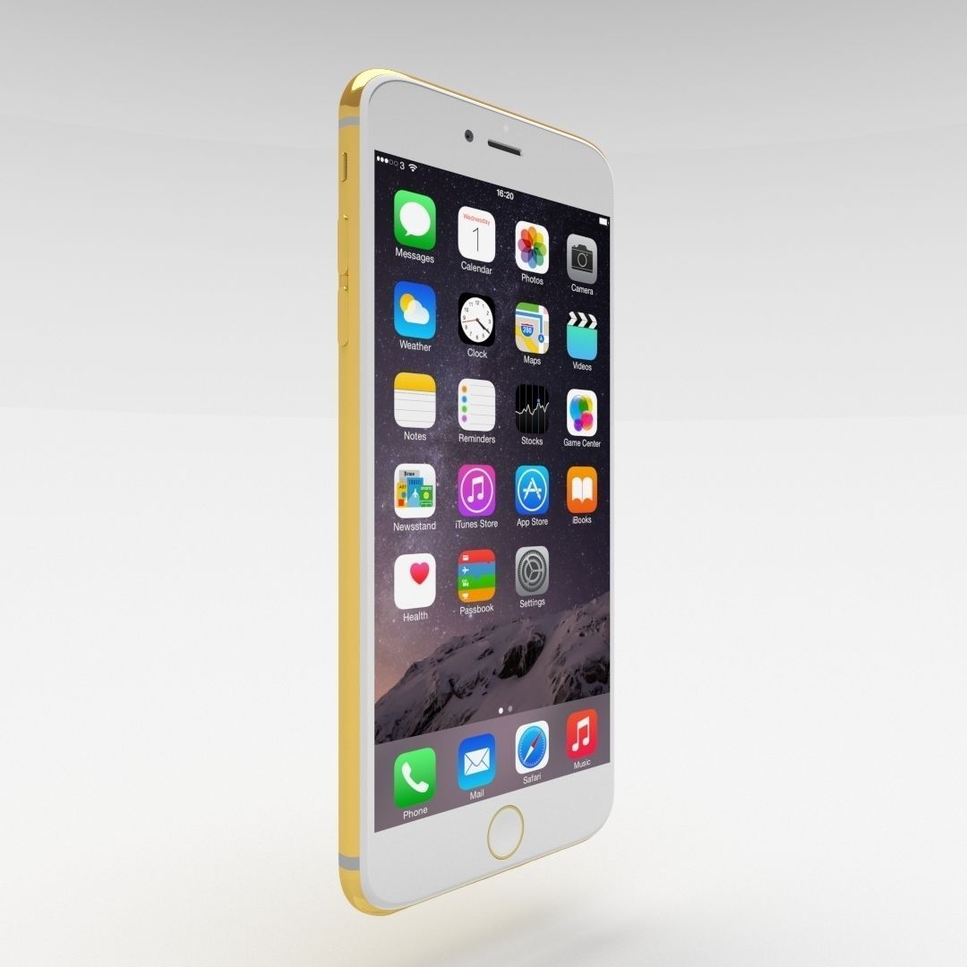 iPhone 6 Plus Gold Plated Low-poly 3D model_34