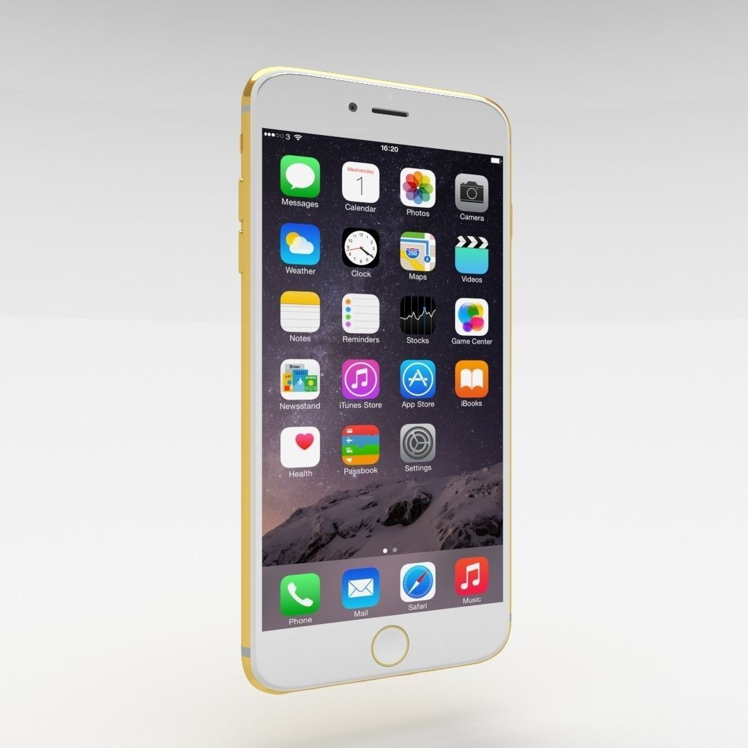 iPhone 6 Plus Gold Plated Low-poly 3D model_12