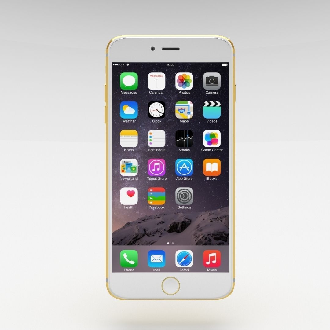 iPhone 6 Plus Gold Plated Low-poly 3D model_1