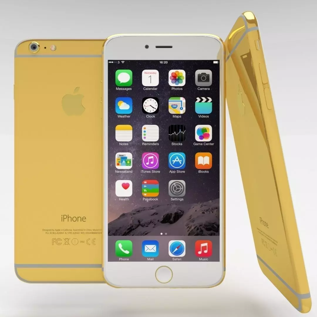 iPhone 6 Plus Gold Plated Low-poly 3D model_0