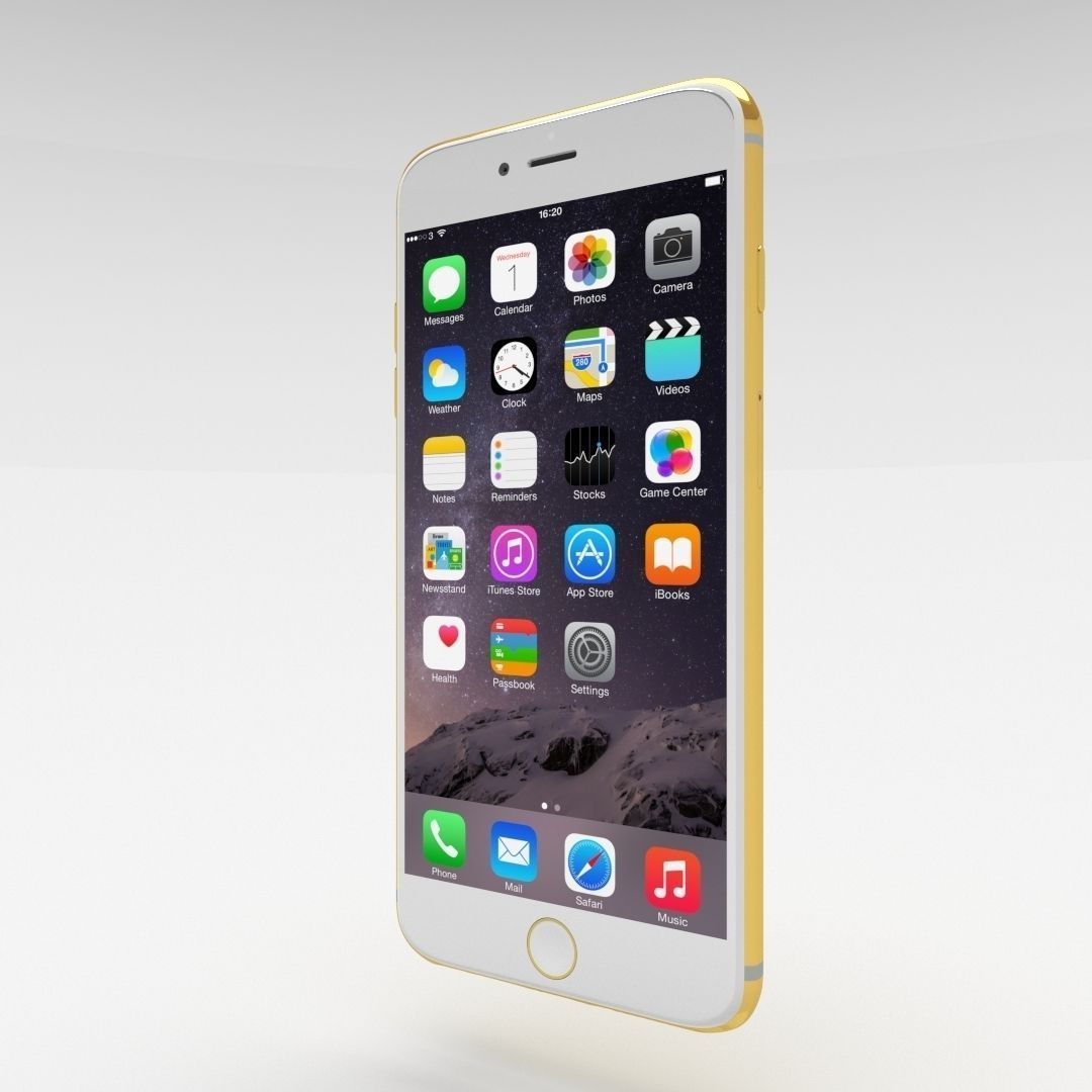 iPhone 6 Plus Gold Plated Low-poly 3D model_6